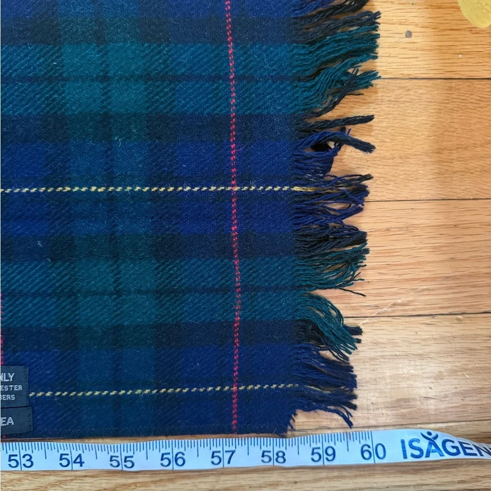 Vintage Wool‎ scarf tartan plaid made in Korea Dark Academia